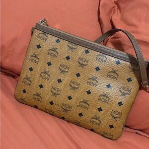 MCM Tan Monogram Messenger Bag